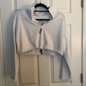 Fuzzy white urban outfitters cropped sweatshirt